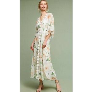 Farm Rio Dahlia Dress Floral Maxi Lace Chiffon